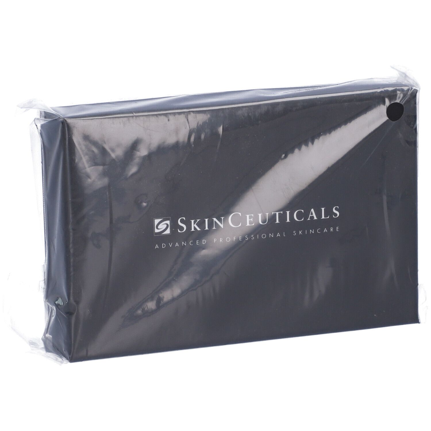 Confezione rettangolare nera in pellicola trasparente. Logo e scritta SkinCeuticals.