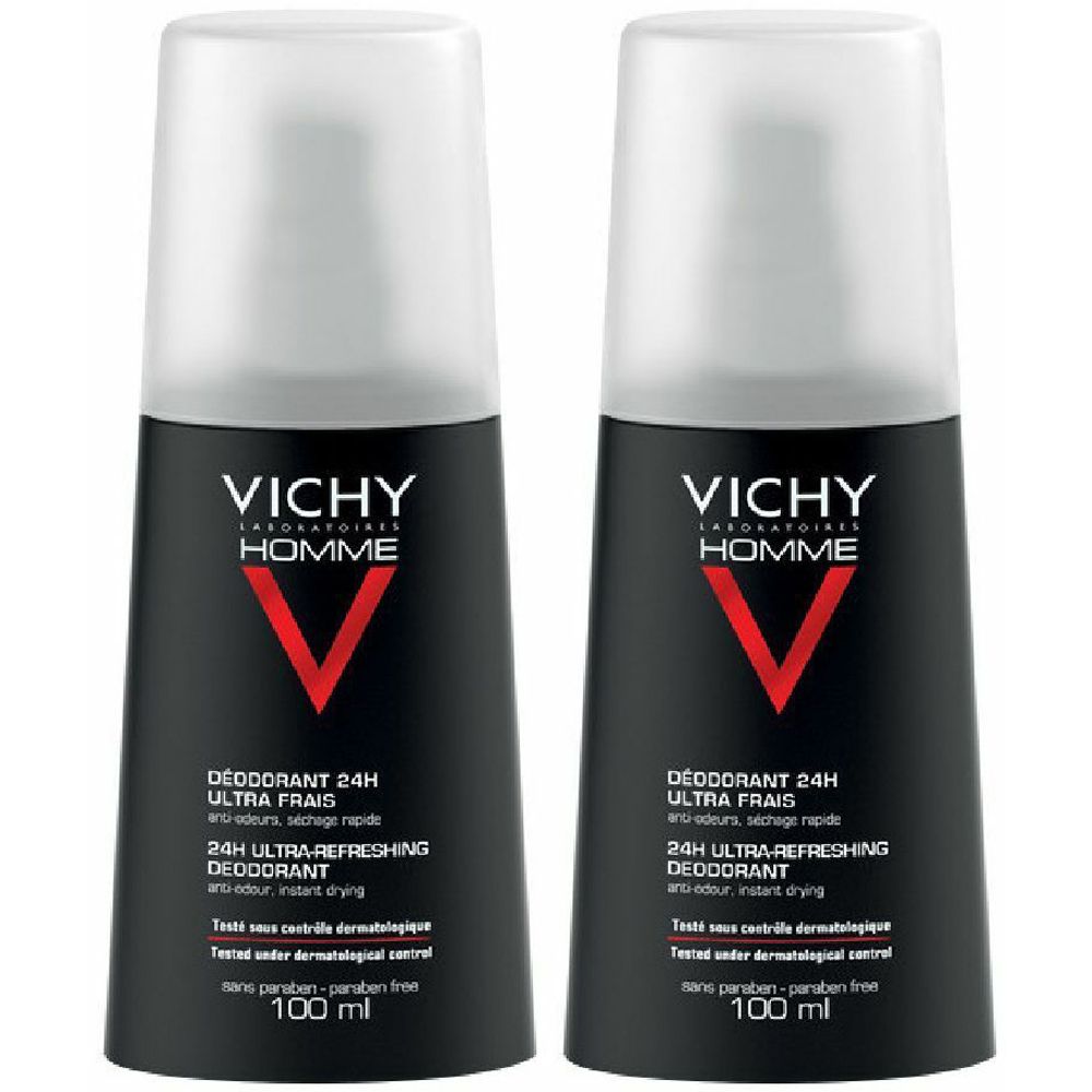 Vichy Homme Deodorante 24H ultra -fresco Spray 100 ml Set da 2