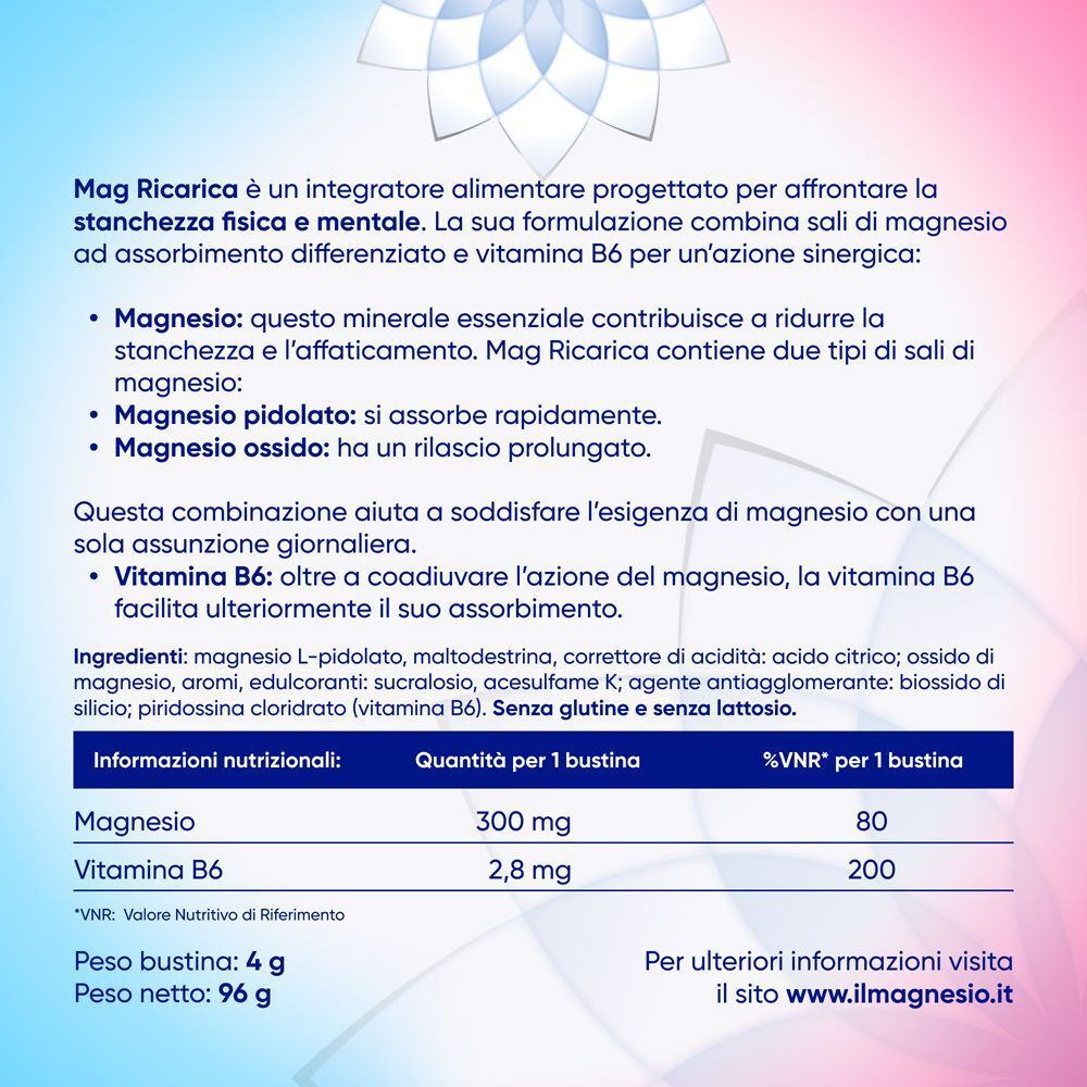 Mag Refill: Magnesio e Vitamina B6 per ridurre stanchezza e affaticamento.
