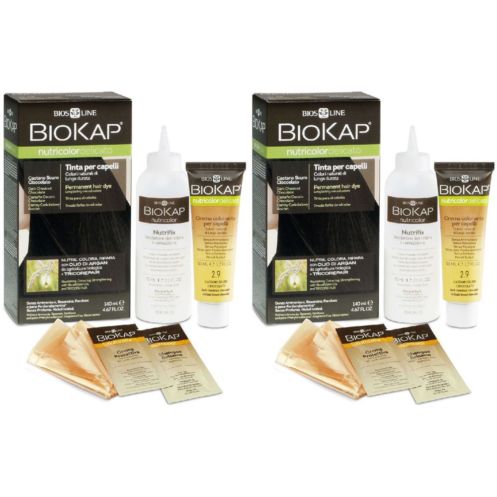 BIOS LINE BioKap® Nutricolor Tinta Delicato 4.0 Castano Naturale Set da 2