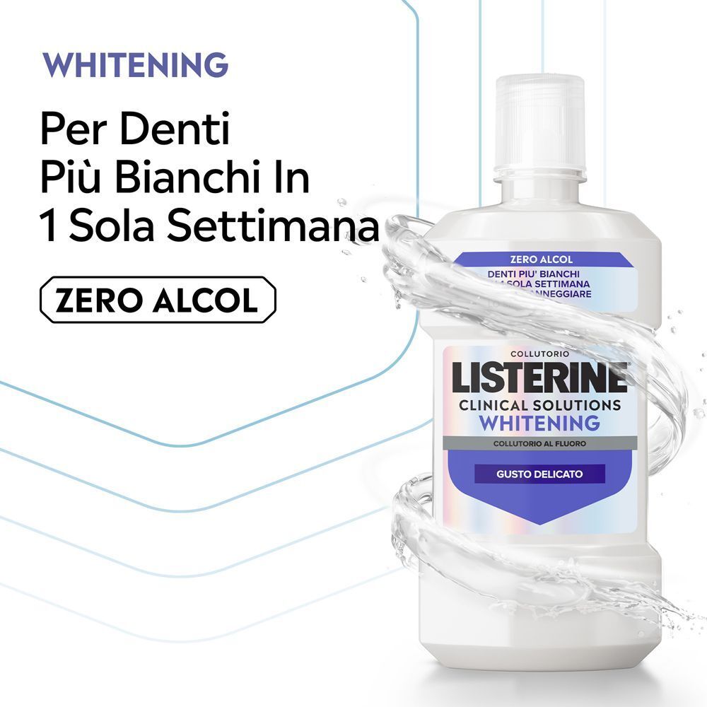 Collutorio Listerine Whitening, 500ml, con effetto acqua. Zero alcol.