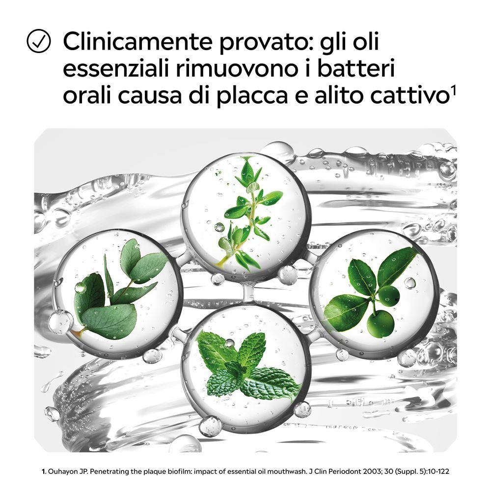 Listerine Whitening: oli essenziali combattono placca e alito cattivo.