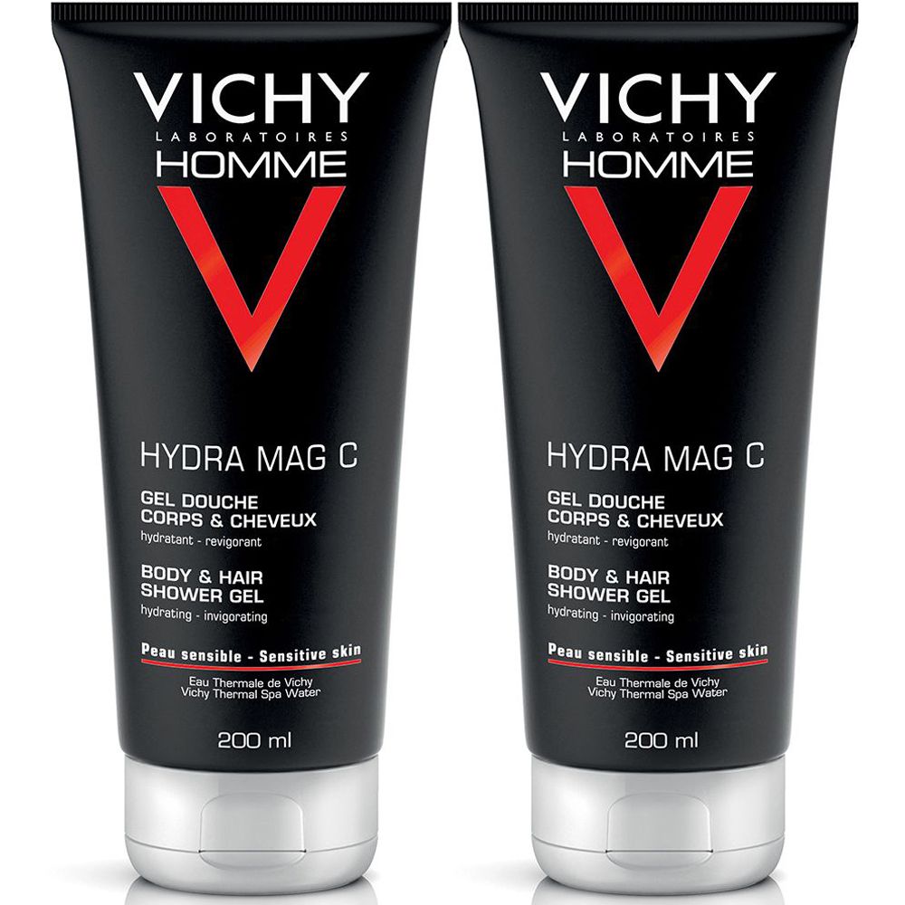 Vichy Homme Hydra Mag C Gel doccia corpo e capelli 200 ml Set da 2