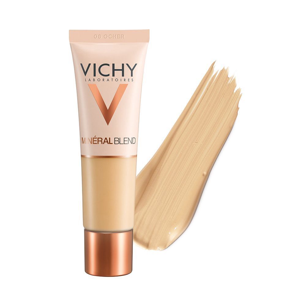 Tubo di fondotinta Vichy Minéral Blend con swatch.