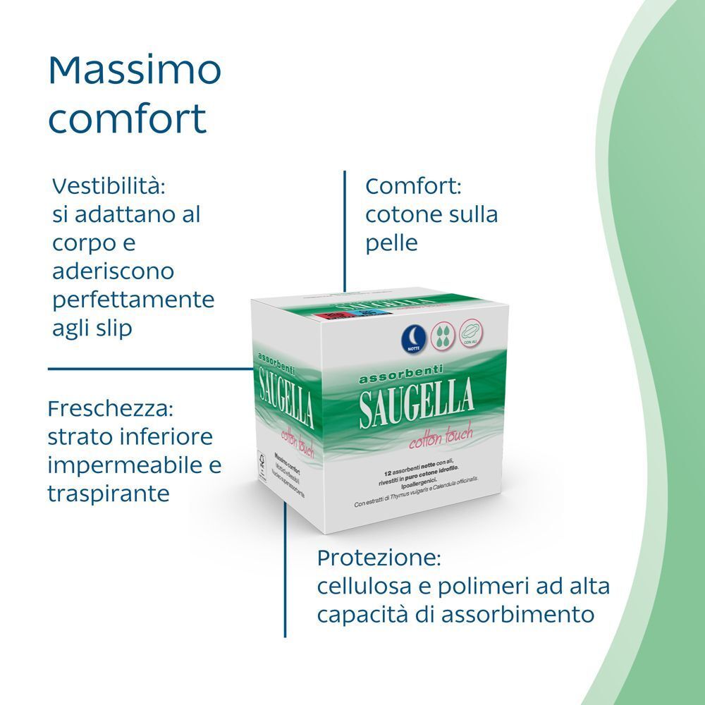 Saugella Cotton Touch: Massimo comfort, si adatta al corpo, traspirante.