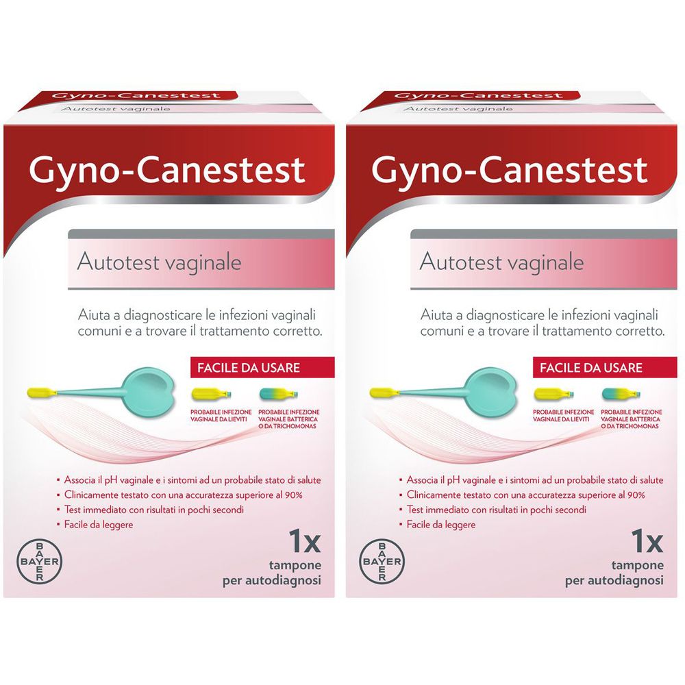 Gyno-Canestest Test Tampone Vaginale per Autodiagnosi Infezioni vaginali Set da 2