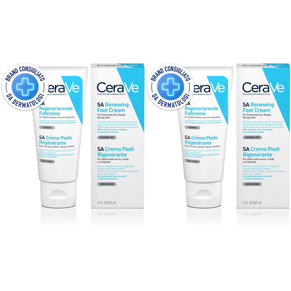 CeraVe Crema Piedi Rigenerante Pelle molto secca e danneggiata con acido salicilico 88 ml Set da 2