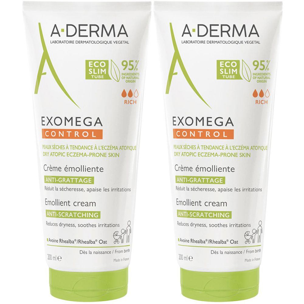 A-DERMA EXOMEGA Control Crema Emolliente Anti-Grattage Set da 2