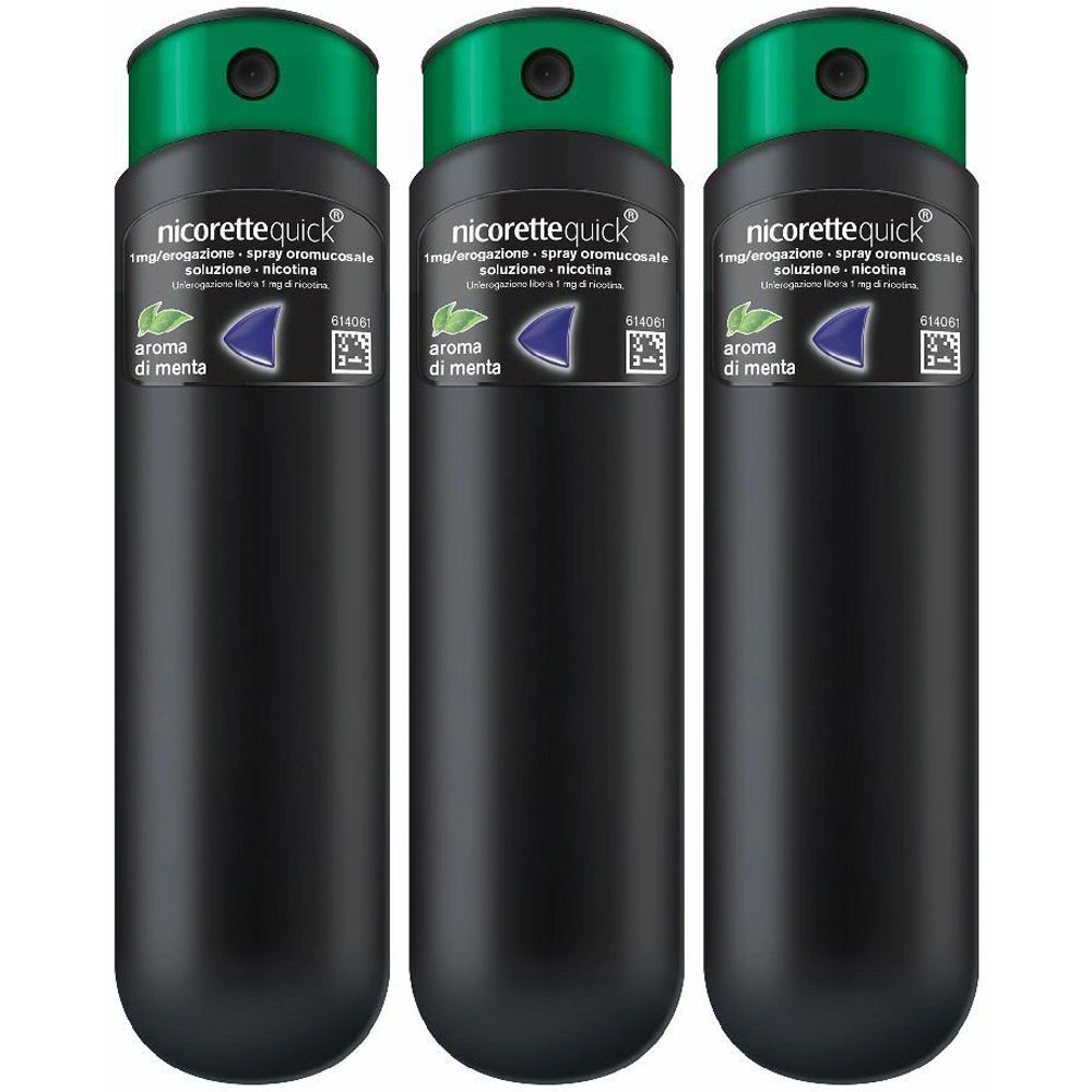 Nicorettequick Spray per Alleviare Astinenza da Nicotina Menta Set da 3