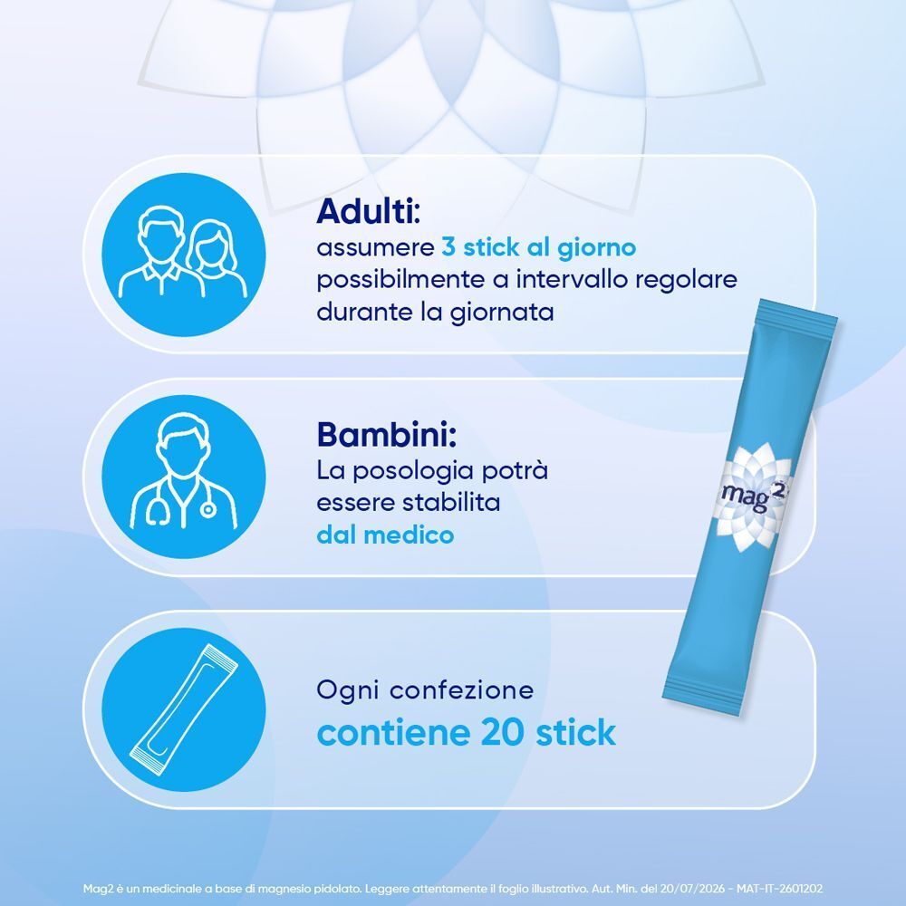 Polvere di magnesio in un stick blu con scritta 'mag 2'.