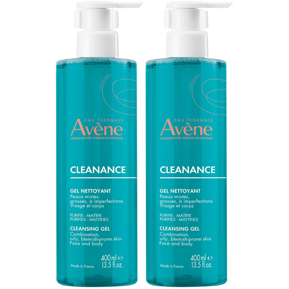 Avène Eau Thermale Cleanance Gel Detergente 400ml Set da 2