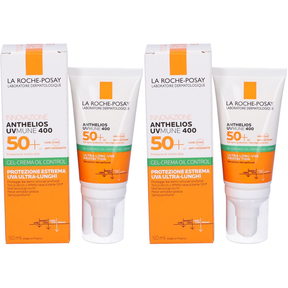 La Roche Posay ANTHELIOS UVMUNE 400 GEL-CREMA OIL CONTROL SPF50+ senza profumo 50 ml Set da 2 thumbnail