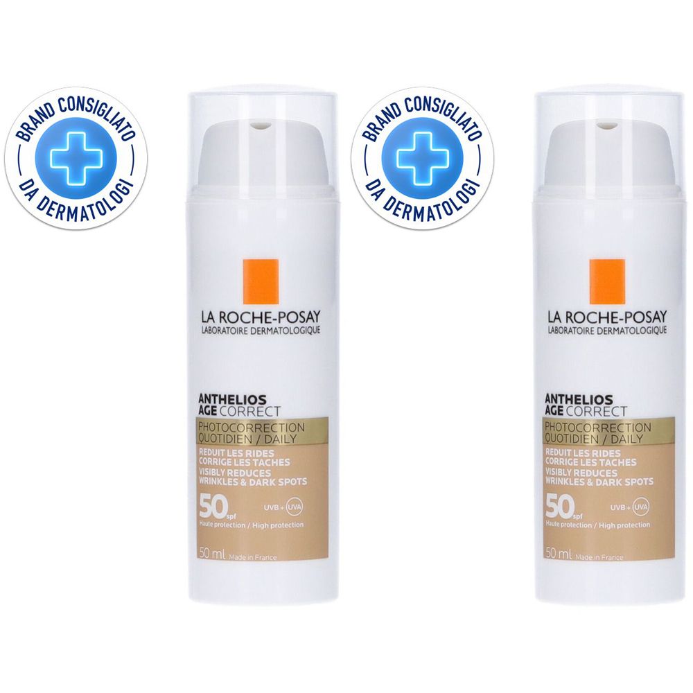 La Roche-Posay Anthelios Age Correct Tinted Crema solare colorata Trattamento foto-correttivo SPF 50 50 ml Set da 2