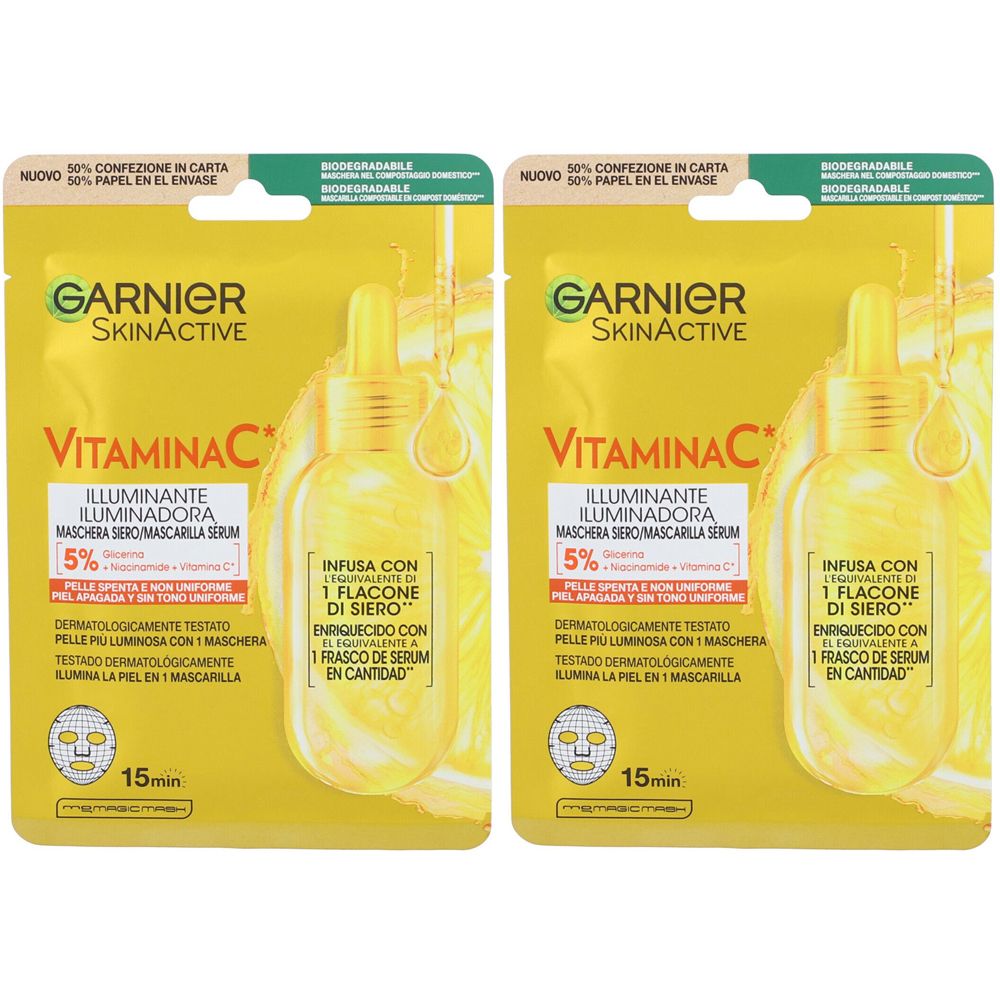 Garnier SkinActive Maschera in tessuto Vitamina C Set da 2