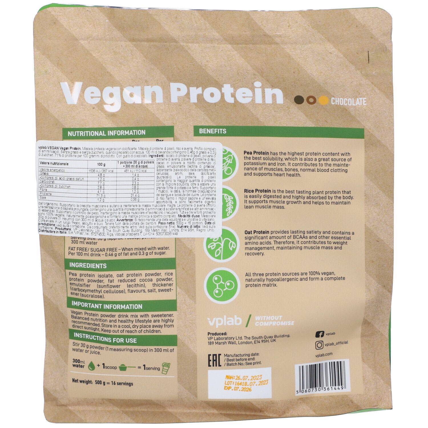 Vplab Vegan Protein Chocolate