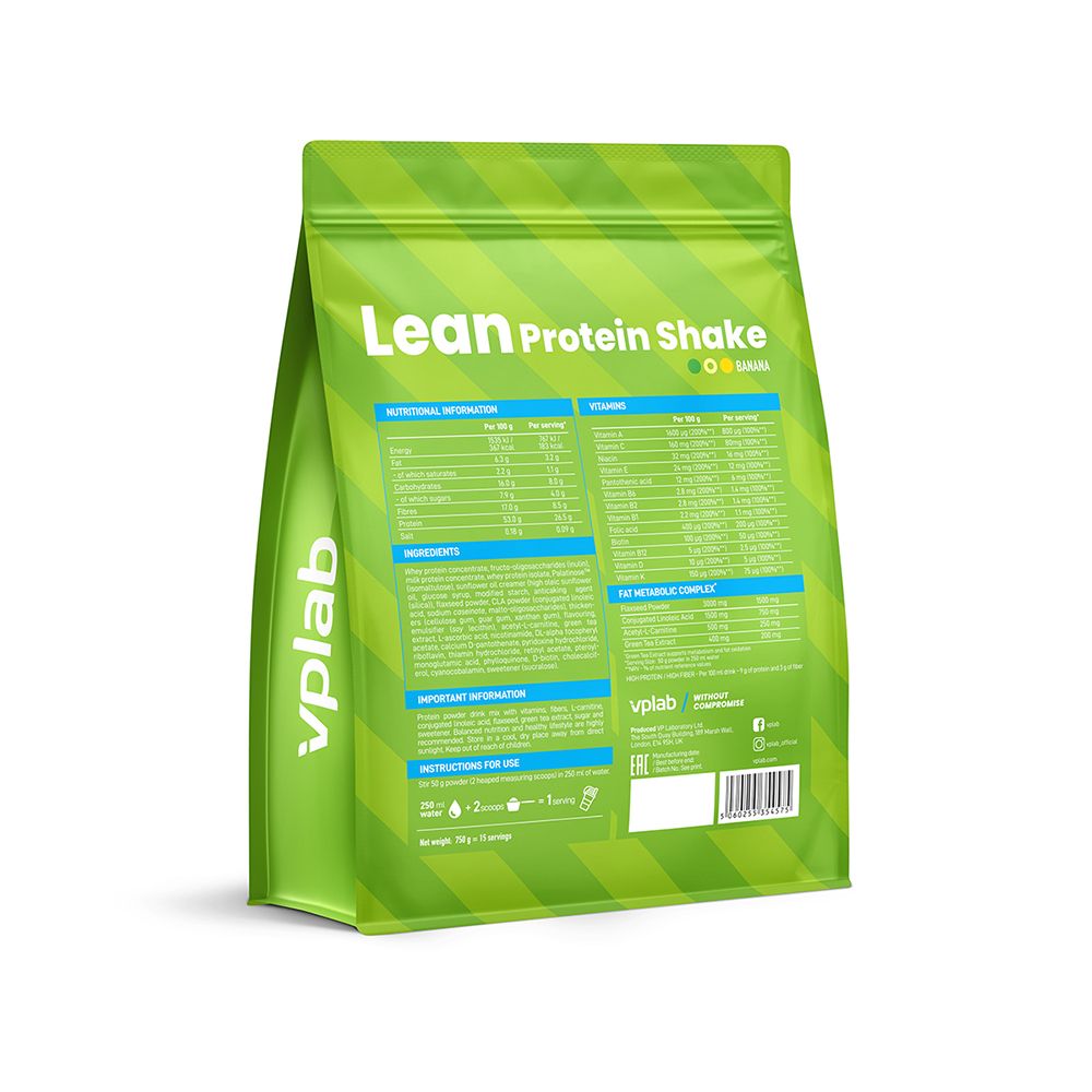 Retro della confezione verde con informazioni nutrizionali e lista ingredienti. Contiene informazioni su vitamine e complesso metabolico.