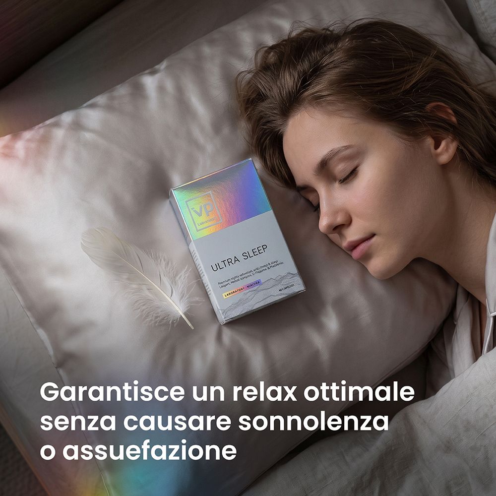 Confezione per ULTRA SLEEP con una donna che dorme.