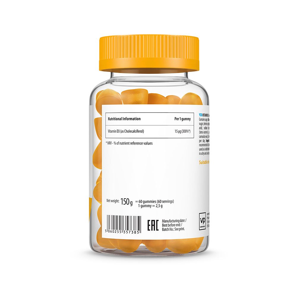 Retro del flacone. Mostra le informazioni nutrizionali per gomma. Peso netto 150g. Informazioni del produttore.