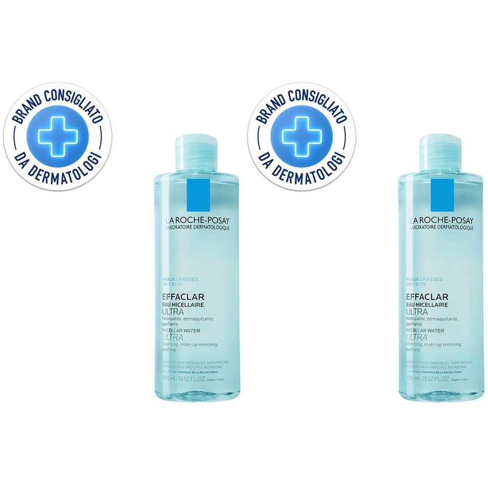 La Roche-Posay Effaclar Detergente Viso Acqua Micellare 400 ml Set da 2