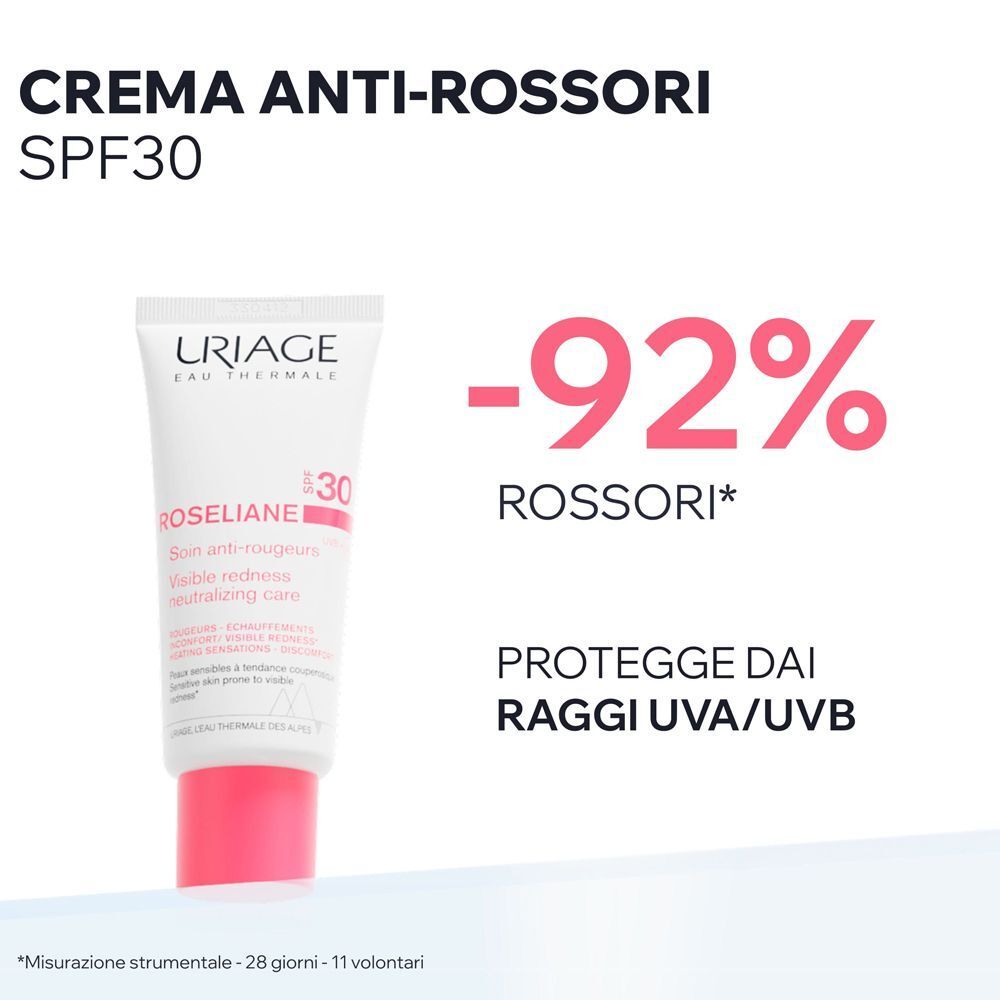 Uriage Roseliane Crema anti-rossori SPF30, protegge dai raggi UVA/UVB.