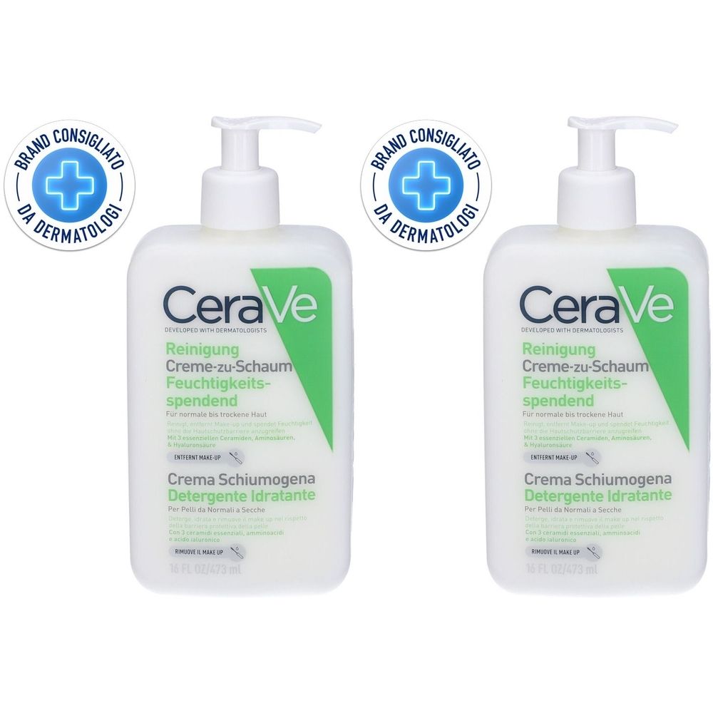 CeraVe Detergente Crema-Schiuma Idratante Set da 2