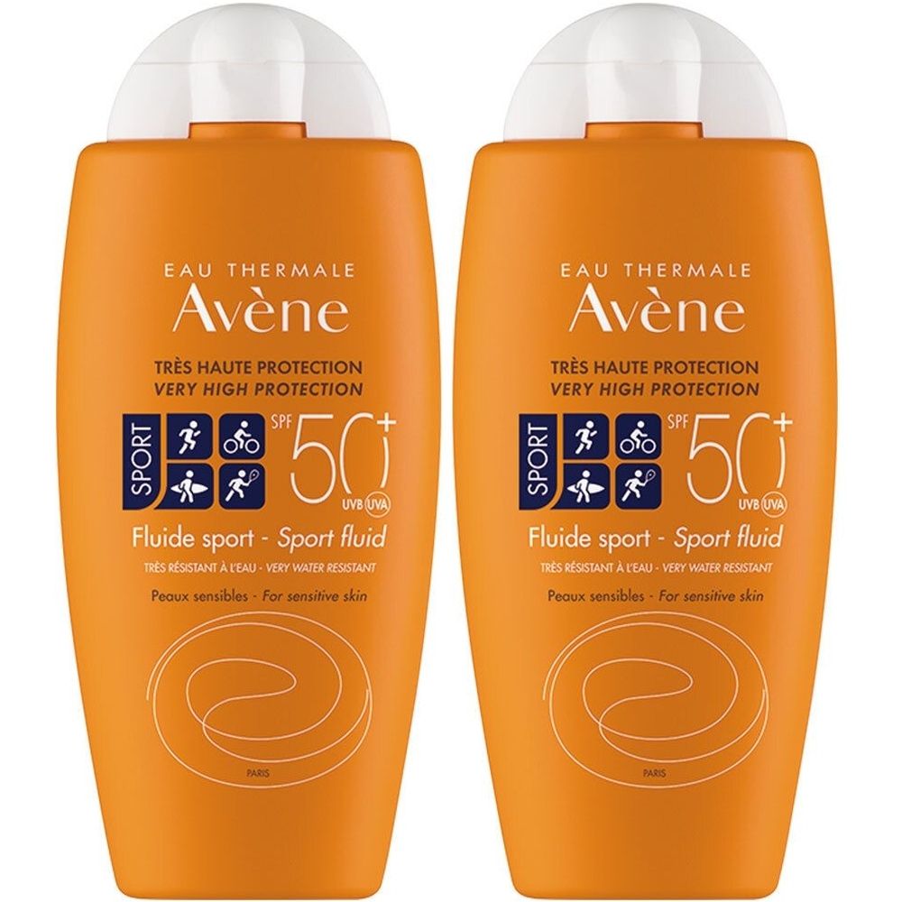 Eau Thermale Avène Fluido Sport protezione molto alta SPF50+ 100ml - Protezione solare Set da 2