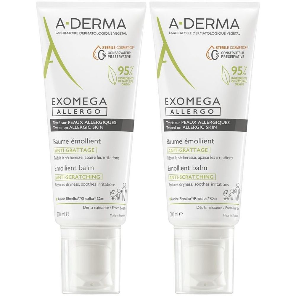 A-Dema Exomega Allergo Balsamo Emolliente  Cosmetico Sterile® 200ml -  Pelle secca a tendenza atopica, Pelle allergica Set da 2
