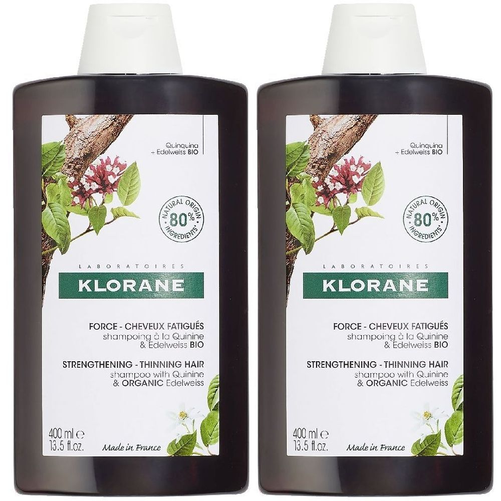 Klorane Shampoo Fortificante & Stimolante alla Chinina 400ml – anti-caduta capelli Set da 2