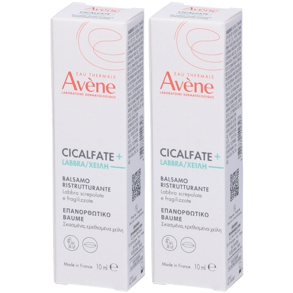 Eau Thermale Avène Cicalfate+ Labbra Balsamo Ristrutturante 10ml - Riparazione labbra sensibili Set da 2