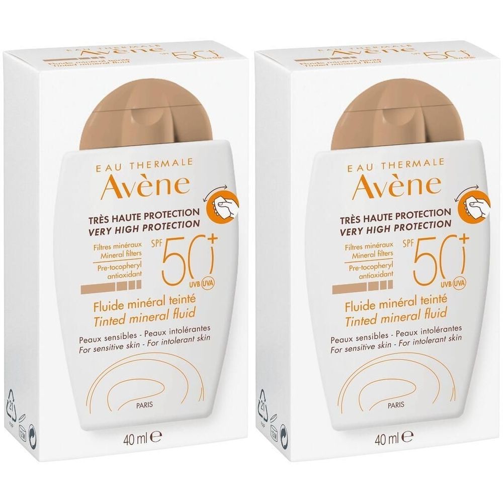 Eau Thermale Avène Fluido minerale colorato SPF50+ 40ml - Solari Set da 2