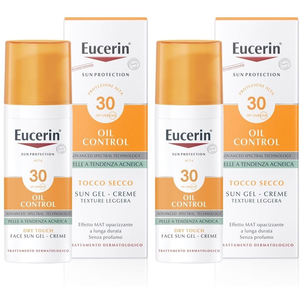 Eucerin Oil Control Sun Gel-Creme Tocco Secco SPF 30 50 ml Set da 2