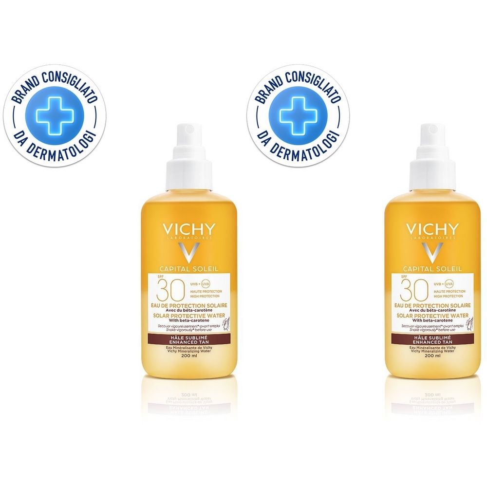 Vichy Capital Soleil Acqua Solare Protettiva Abbronzatura intensa SPF 30 200 ml Set da 2