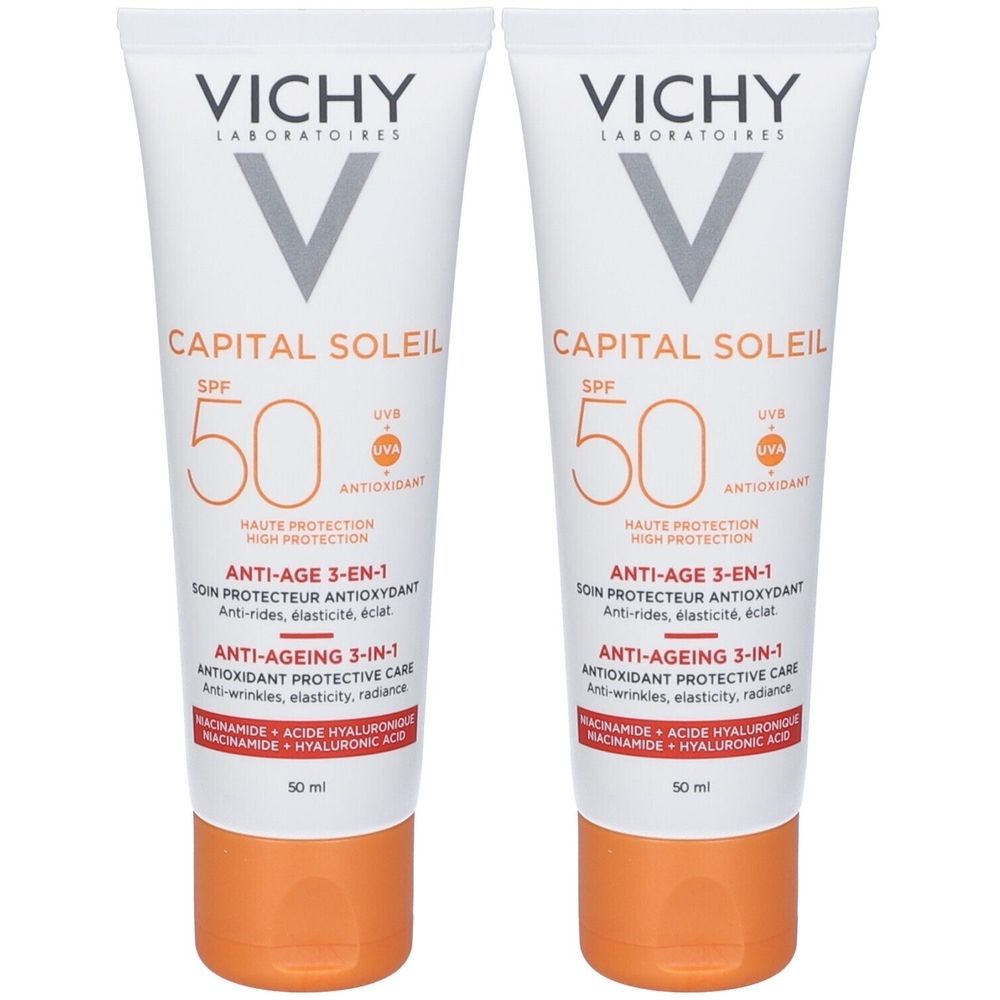Vichy Crema Viso Anti-età 3 in 1 Abbronzatura Intensa SPF 50 50 ml Set da 2