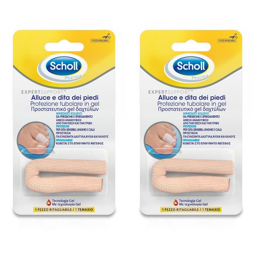 Scholl Protezione Tubolare in Gel per Alluce e Dita dei Piedi, 1 Pezzo Ritagliabile Set da 2