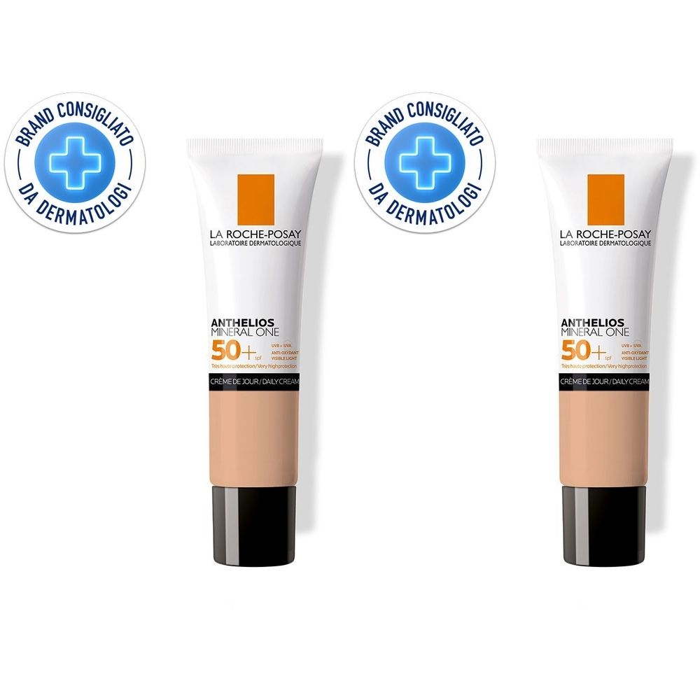 La Roche-Posay Anthelios Mineral One Crema Viso Colorata 03 Tan con protezione solare molto alta SPF50+ filtro 100% minerale 30 ml Set da 2