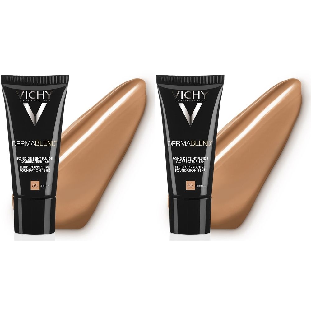 Vichy Dermablend Fondotinta Correttore Fluido 16h tonalità 55 30 ml Set da 2