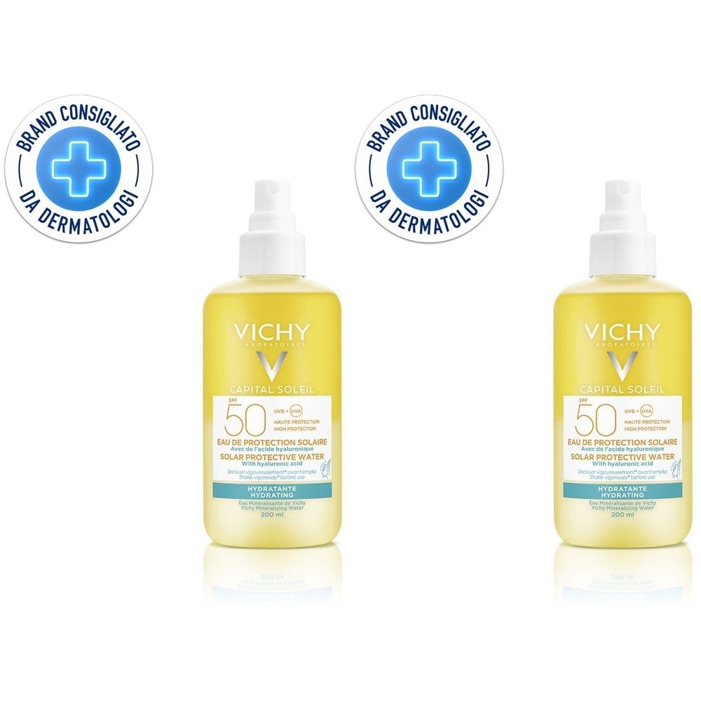 Vichy Capital Soleil Acqua Solare Protettiva Idratante SPF 50 200 ml Set da 2