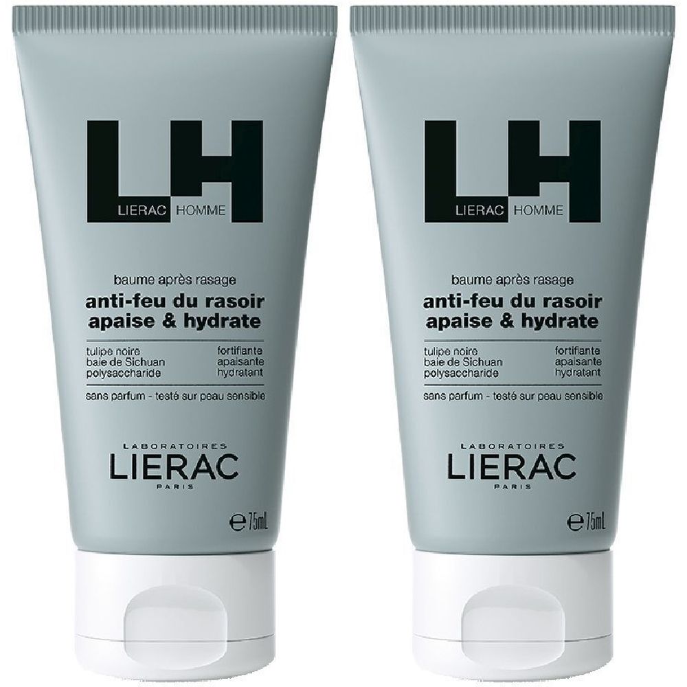 LIERAC Homme Balsamo Dopobarba Anti-irritazione Idratante Lenitivo Set da 2