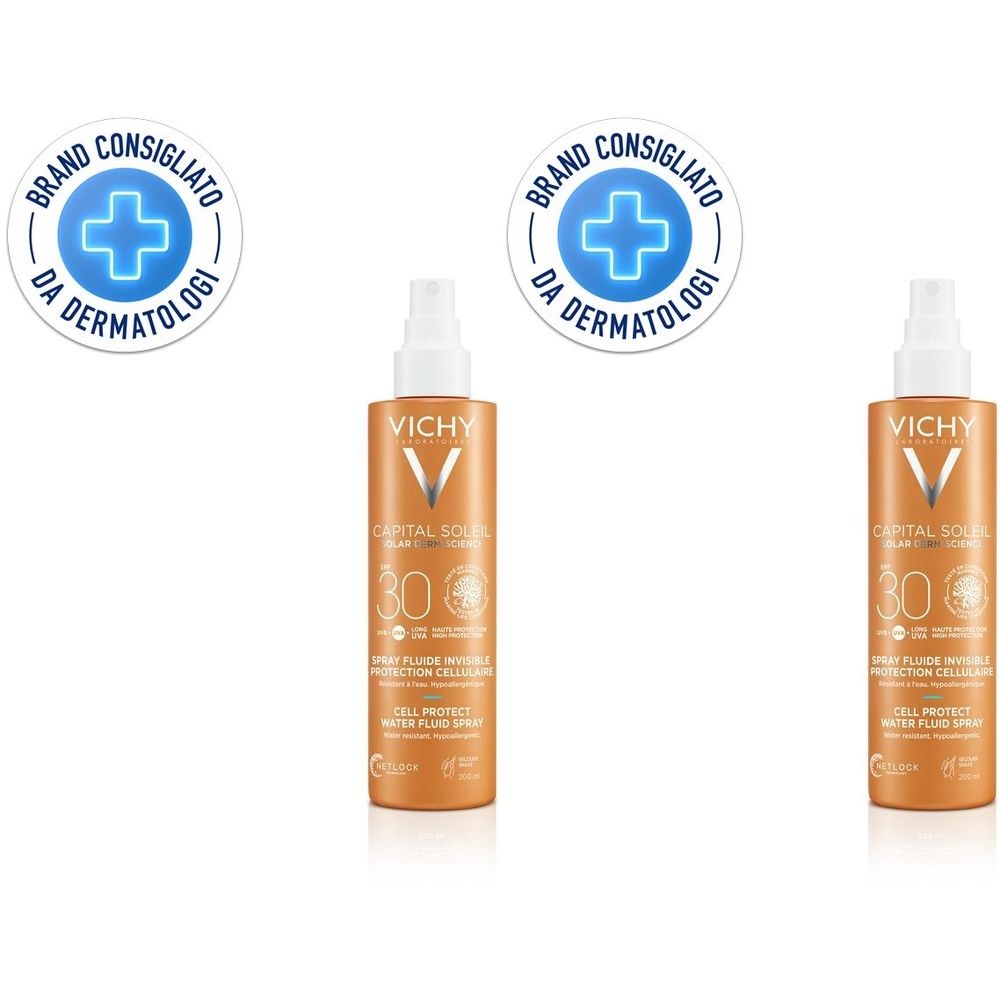 Vichy Capital Soleil Cell Protect Fluido Ultra Leggero Spray Spf30 200 ml Set da 2