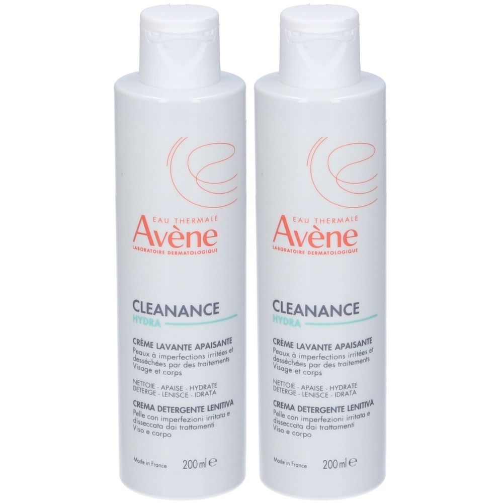 Eau Thermale Avène Cleanance Hydra Crema Detergente Lenitiva 200ml -  Idratazione, pelle grassa a tendenza acneica Set da 2