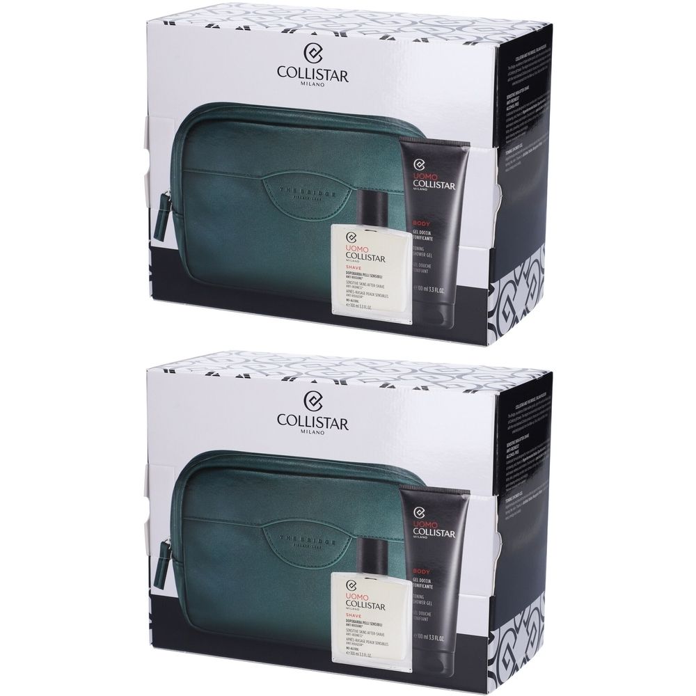 Collistar Uomo Cofanetto Dopobarba Pelli Sensibili Anti Rossore + Gel Doccia Tonificante con Travel-Bag The Bridge in Omaggio Set da 2
