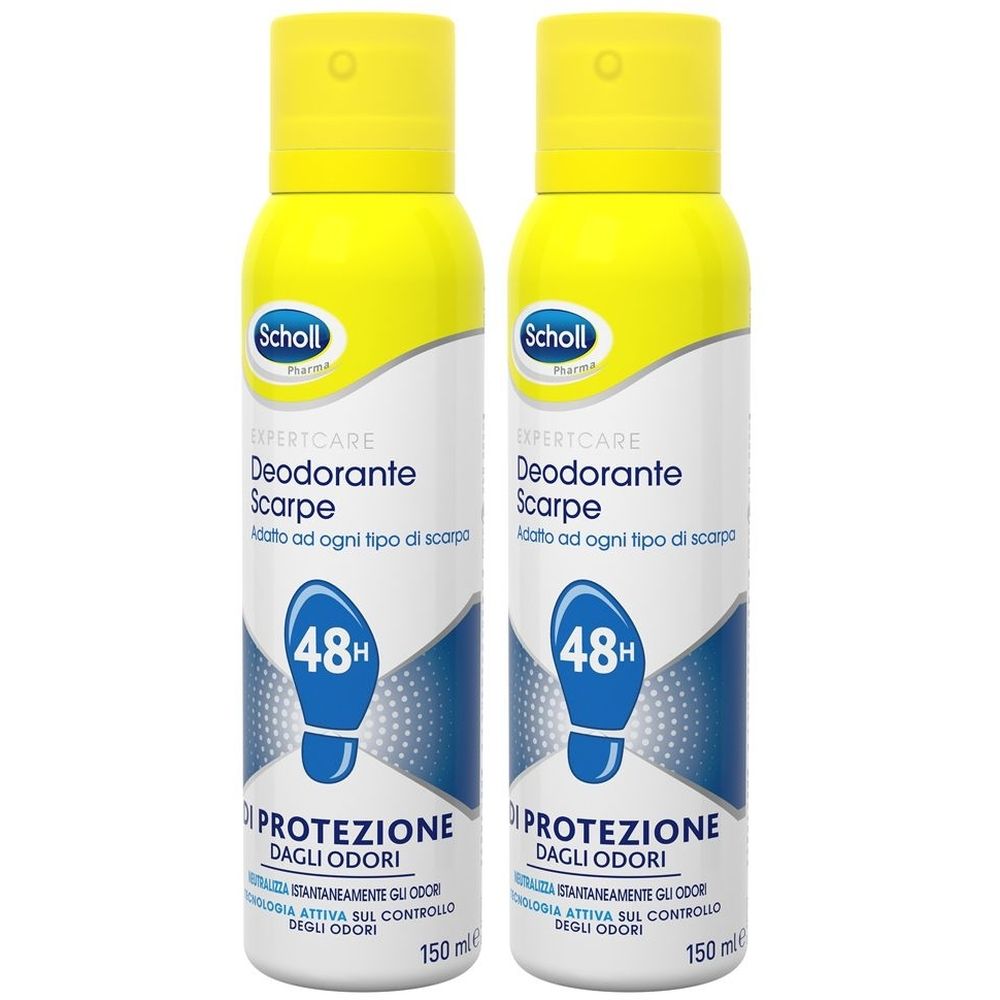 Scholl Deodorante Spray Scarpe, 48h di Protezione dagli Odori Set da 2