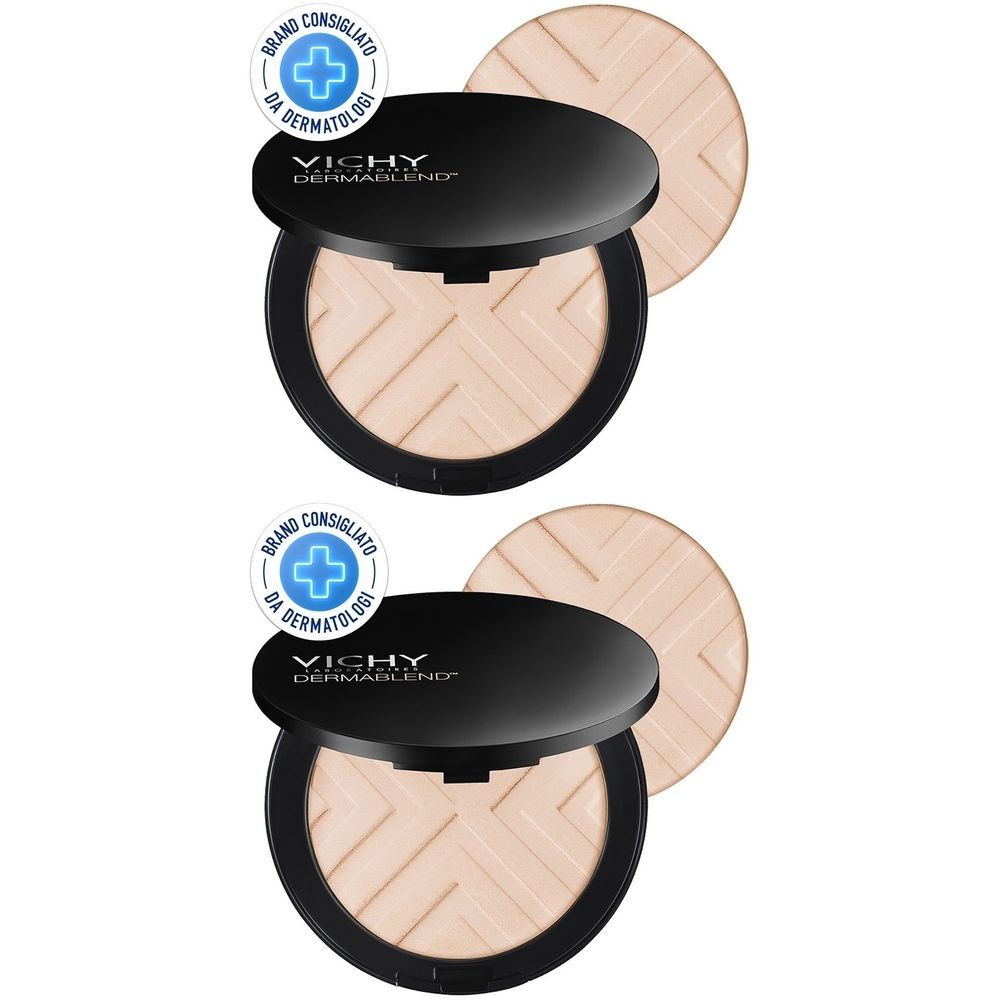 Vichy Dermablend Fondotinta coprente Minérale in polvere compatto tonalità 15 10 gr Set da 2