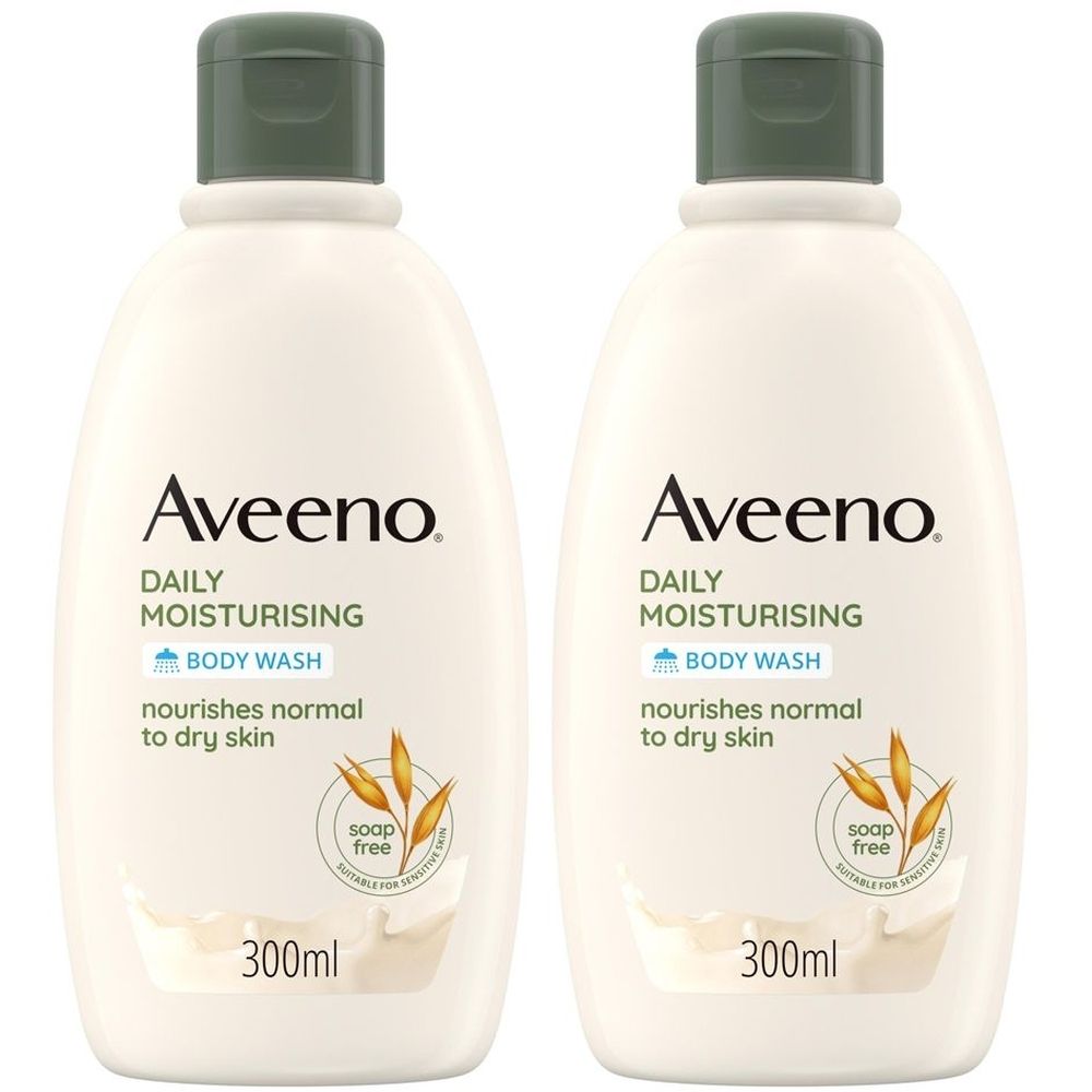 Aveeno Bagnoschiuma Daily Moisturising, Bagnodoccia Idratante per Pelli Normali e Sensibili all'Avena 300 ml Set da 2