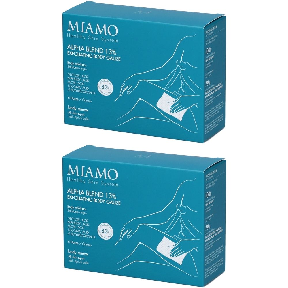 Miamo Body Renew Alpha Blend 13% Exfoliating Body Gauze Inbevute Set da 2