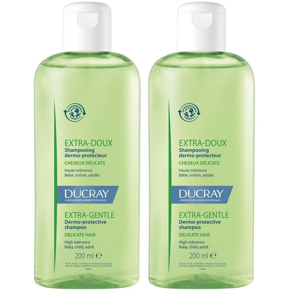 Ducray Shampoo dermo-protettivo Extra-delicato 200ml - Capelli normali, tutti i tipi di capelli, capelli delicati Set da 2