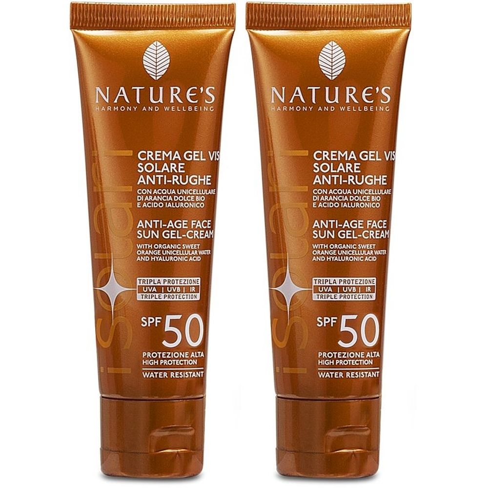 NATURE'S iSolari  Crema-gel viso Solare Antirughe SPF50 Set da 2