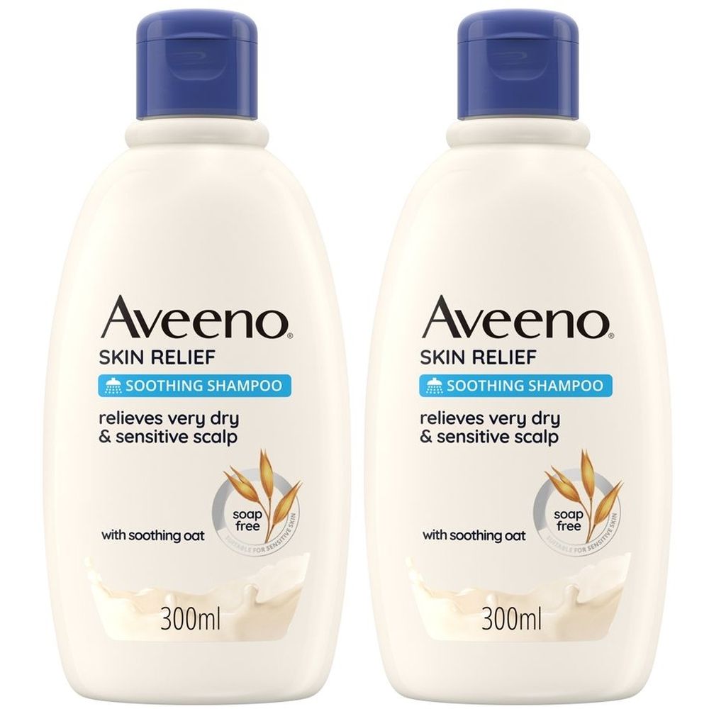 Aveeno Skin Relief Shampoo Naturale per Cuoio Capelluto Secco, Senza Sapone, Formula Vegana, Elevata Tollerabilità 300 ml Set da 2