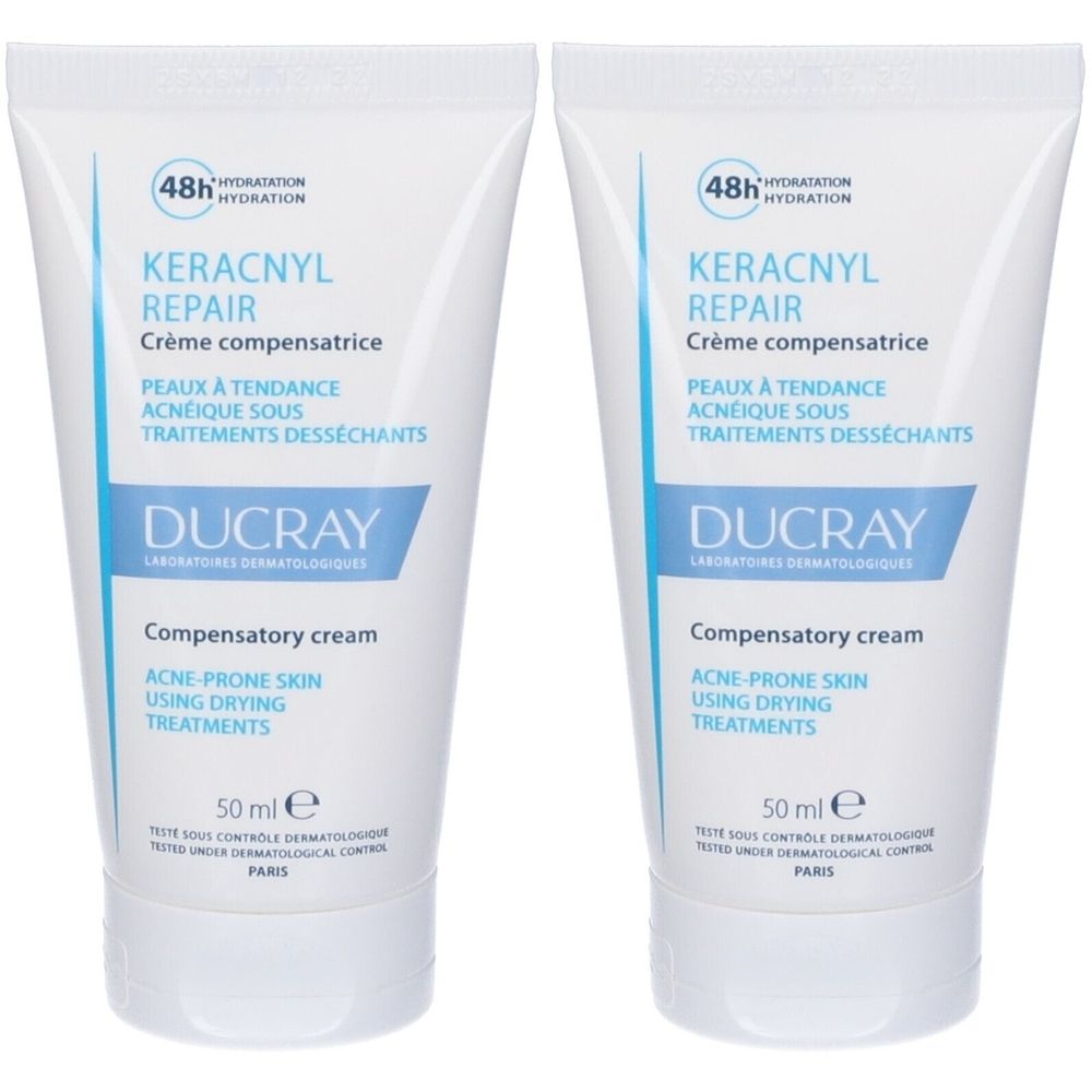 Ducray Keracnyl Repair Crema compensatrice 50ml -  Pelle grassa a tendenza acneica Set da 2