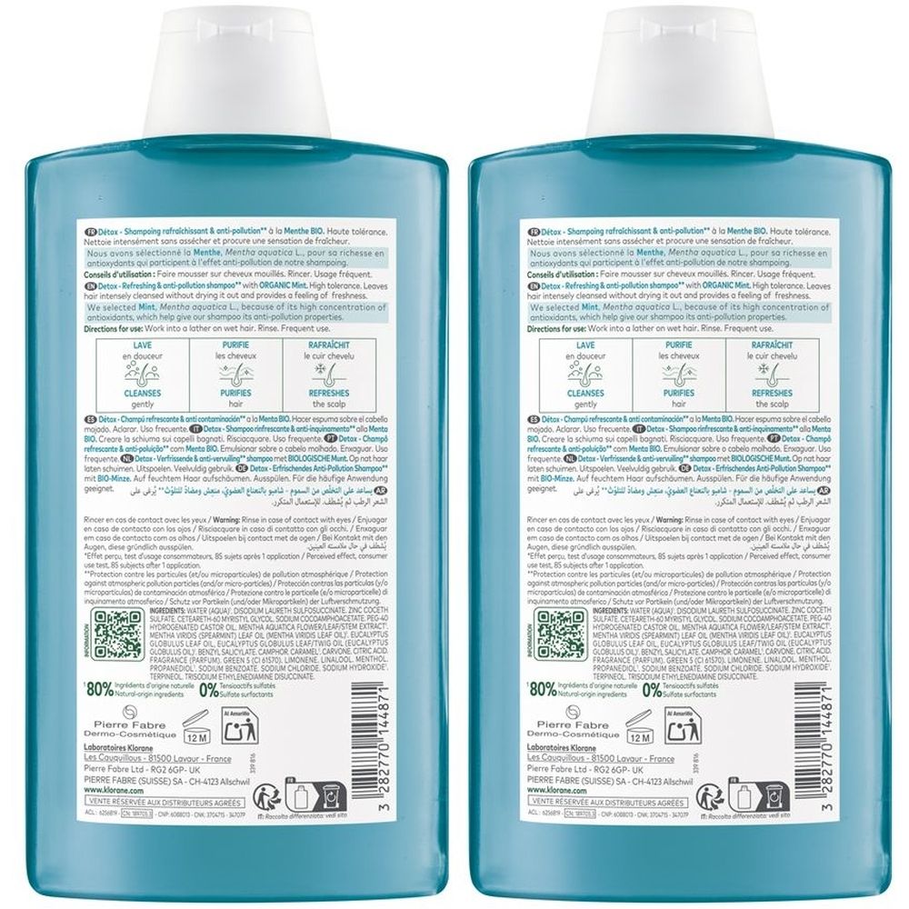 KLORANE Shampoo alla Menta Acquatica BIO Set da 2